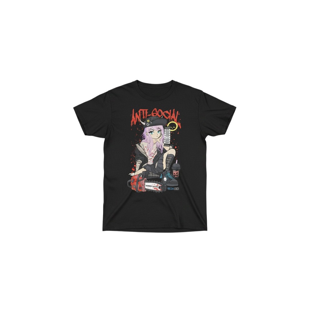 Kawaii Krypt T-Shirt Mens Medium Black New Anti-Social Chainsaw Girl Anime Tee